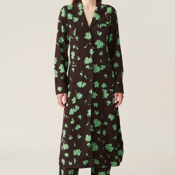 Ganni Black and Green Floral Dress - Picture 4 of 9